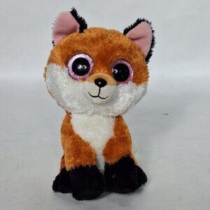 Ty Beanie Boos Slick Brown Red Fox Plush Glitter Eyes Stuffed Animal 2015 7"